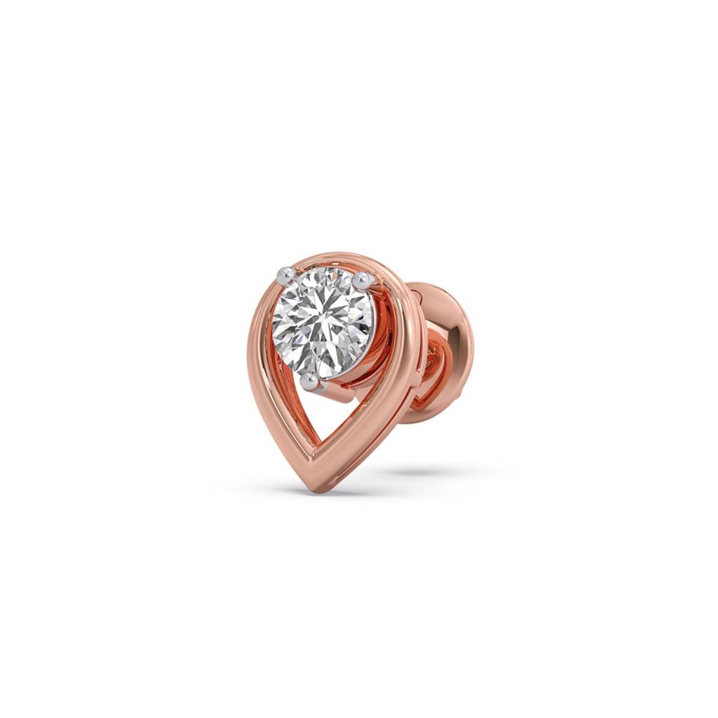 Majesty Round Solitaire Stud Earrings Yellow Gold And 0.295 Ct Lab Grown Diamond Earring For Women| Stud Earrings  : LJ-E00397