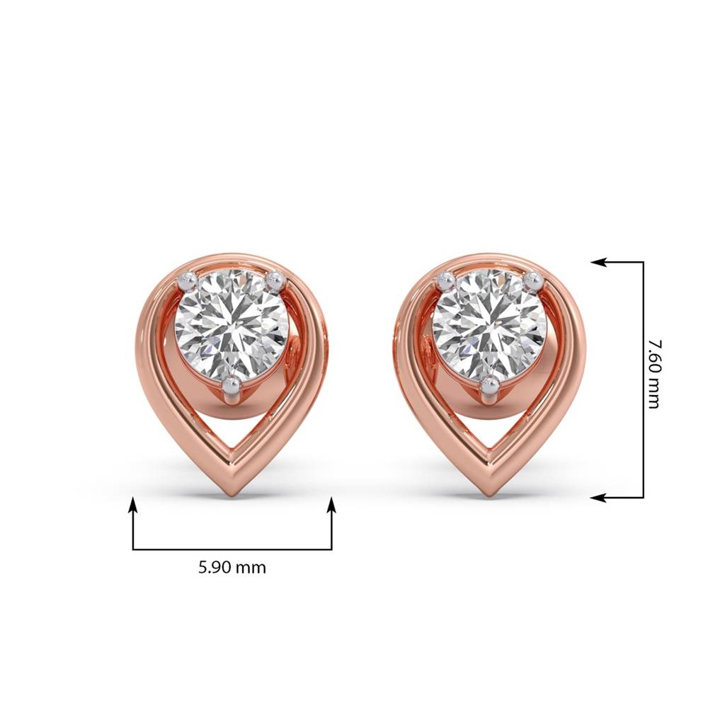 Majesty Round Solitaire Stud Earrings Yellow Gold And 0.295 Ct Lab Grown Diamond Earring For Women| Stud Earrings  : LJ-E00397