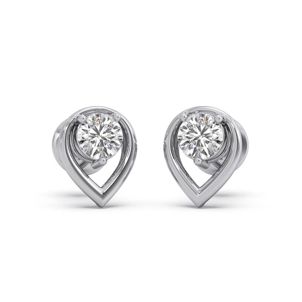 Majesty Round Solitaire Stud Earrings Yellow Gold And 0.295 Ct Lab Grown Diamond Earring For Women| Stud Earrings  : LJ-E00397