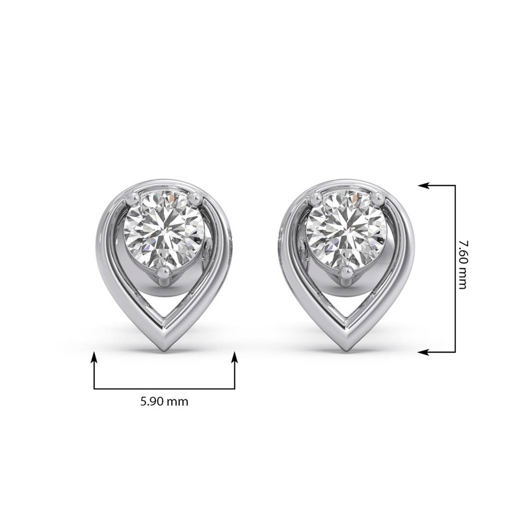 Majesty Round Solitaire Stud Earrings Yellow Gold And 0.295 Ct Lab Grown Diamond Earring For Women| Stud Earrings  : LJ-E00397