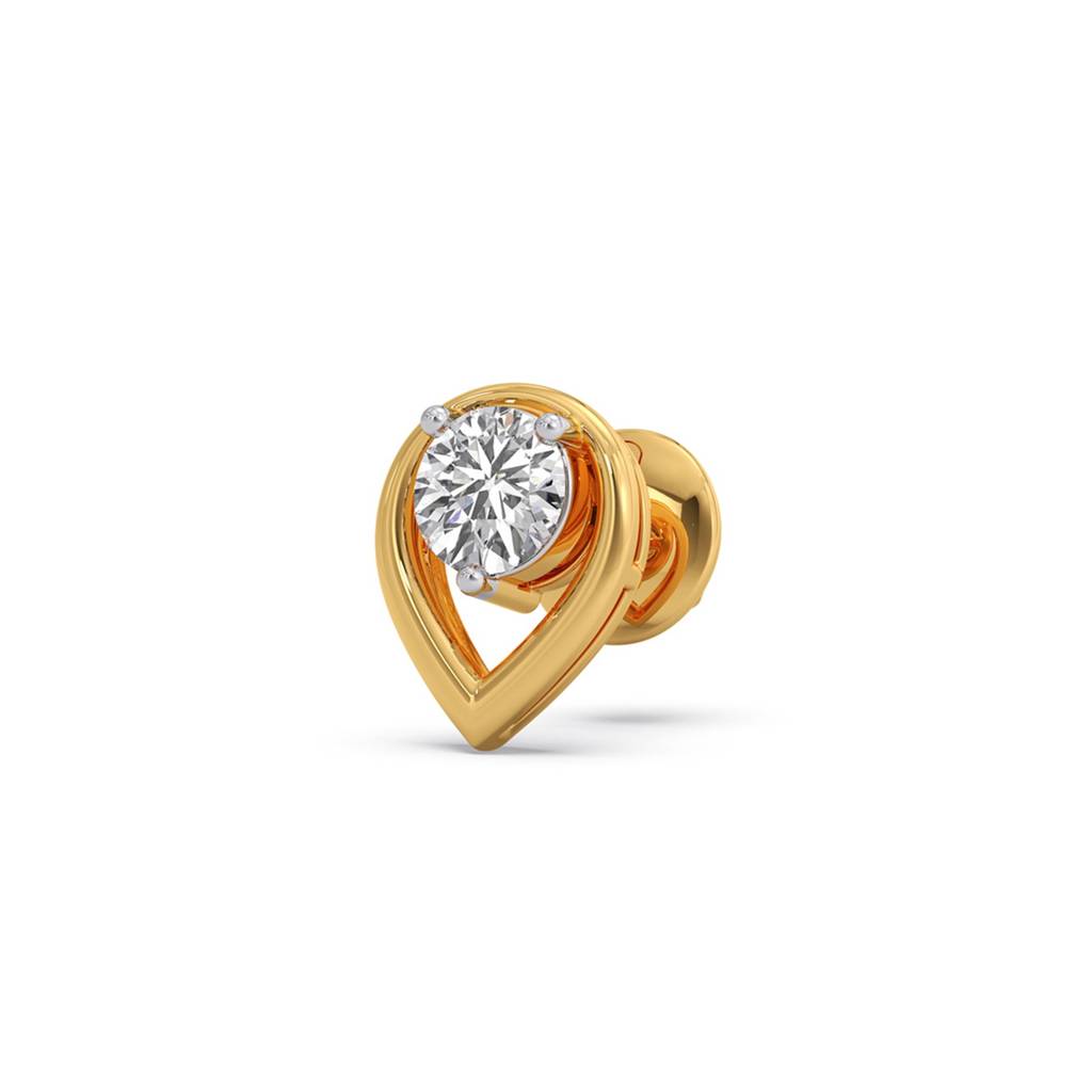 Majesty Round Solitaire Stud Earrings Yellow Gold And 0.295 Ct Lab Grown Diamond Earring For Women| Stud Earrings  : LJ-E00397