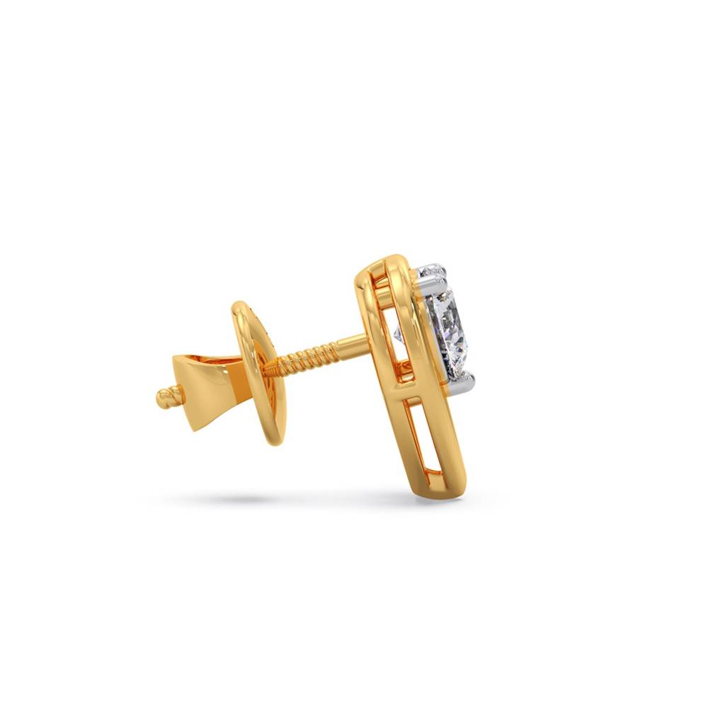 Majesty Round Solitaire Stud Earrings Yellow Gold And 0.295 Ct Lab Grown Diamond Earring For Women| Stud Earrings  : LJ-E00397