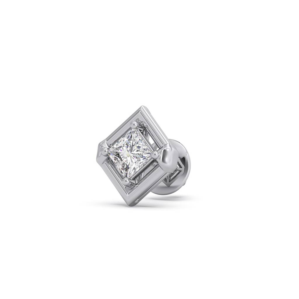 Rhombus Princess Solitaire Stud Earrings Yellow Gold And 0.338 Ct Lab Grown Diamond Earring For Women| Stud Earrin : LJ-E00399