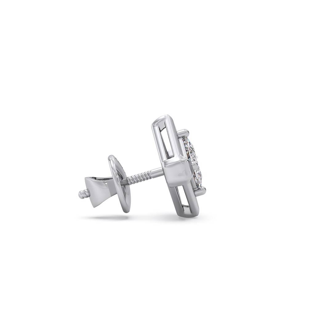 Rhombus Princess Solitaire Stud Earrings Yellow Gold And 0.338 Ct Lab Grown Diamond Earring For Women| Stud Earrin : LJ-E00399