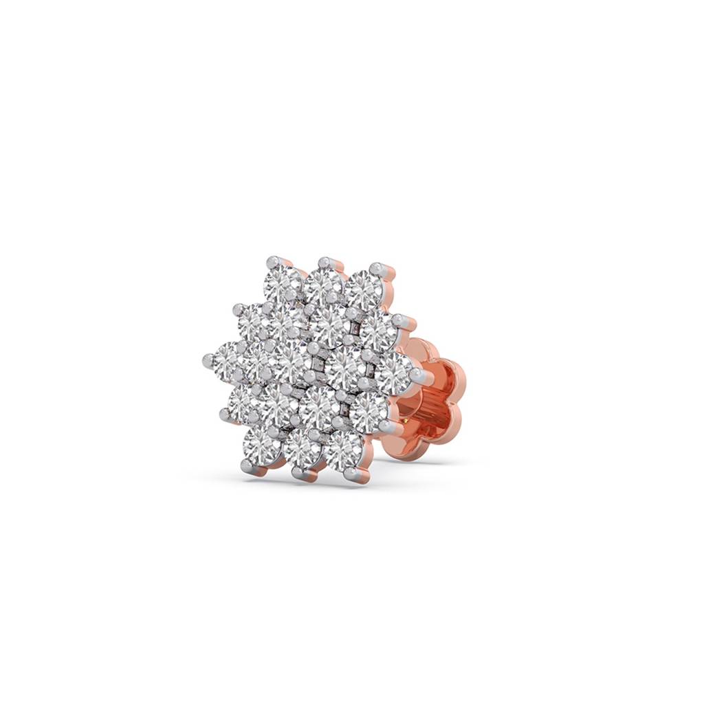 Flower Vvs-Vs Ef Lab Grown Diamond Cluster Stud Earrings | Bis Hallmark And Igi Certificate | South Screw | For Wo : LJ-E00622