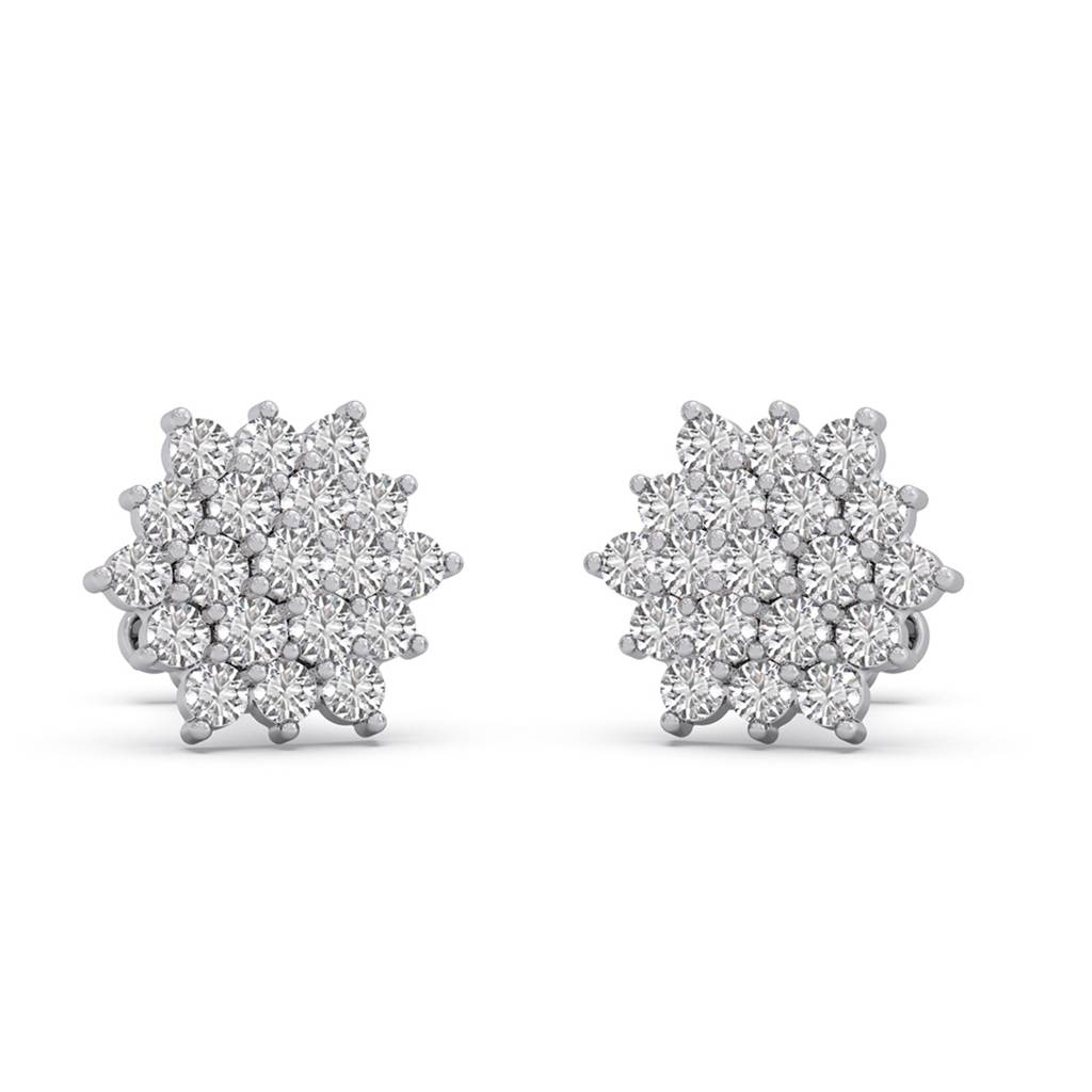 Flower Vvs-Vs Ef Lab Grown Diamond Cluster Stud Earrings | Bis Hallmark And Igi Certificate | South Screw | For Wo : LJ-E00622