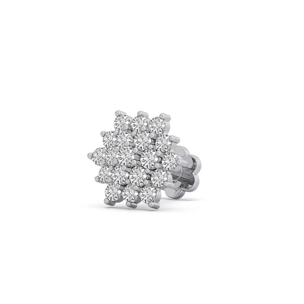 Flower Vvs-Vs Ef Lab Grown Diamond Cluster Stud Earrings | Bis Hallmark And Igi Certificate | South Screw | For Wo : LJ-E00622