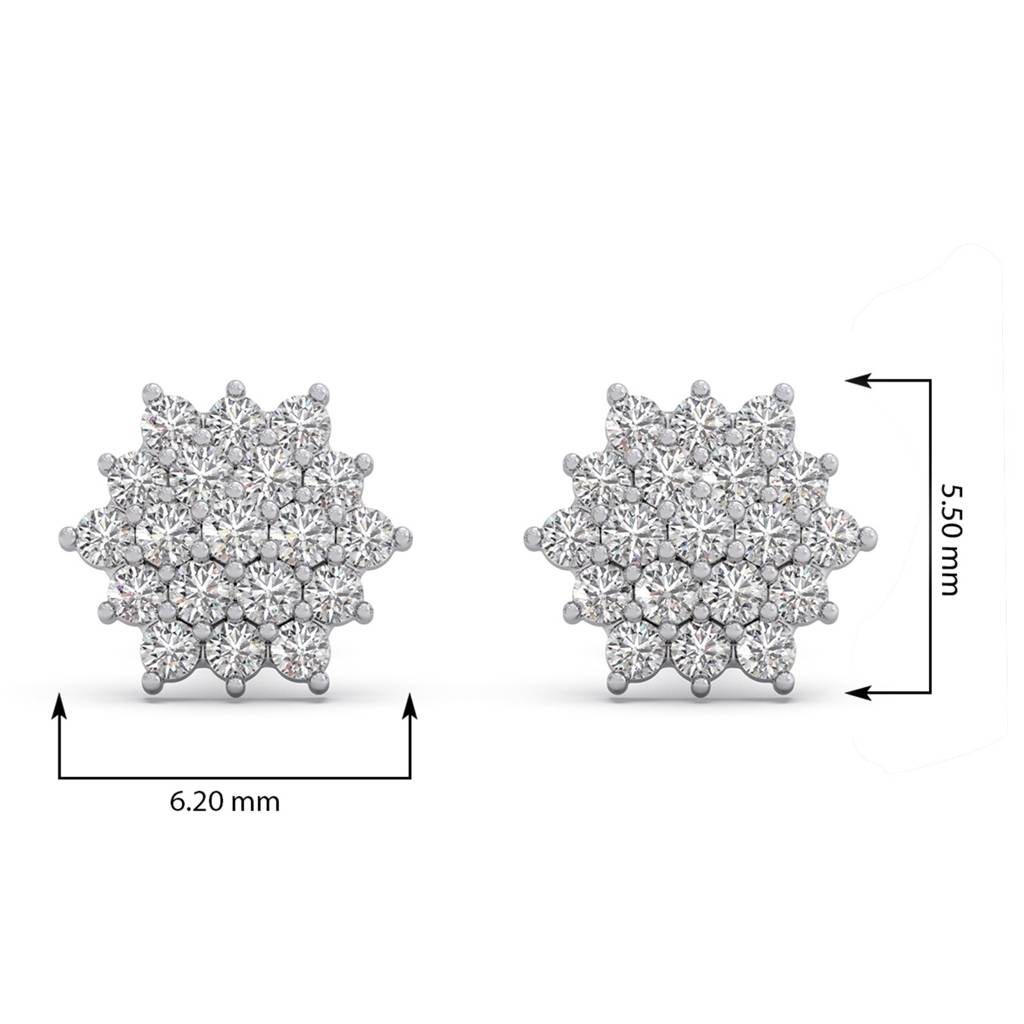 Flower Vvs-Vs Ef Lab Grown Diamond Cluster Stud Earrings | Bis Hallmark And Igi Certificate | South Screw | For Wo : LJ-E00622