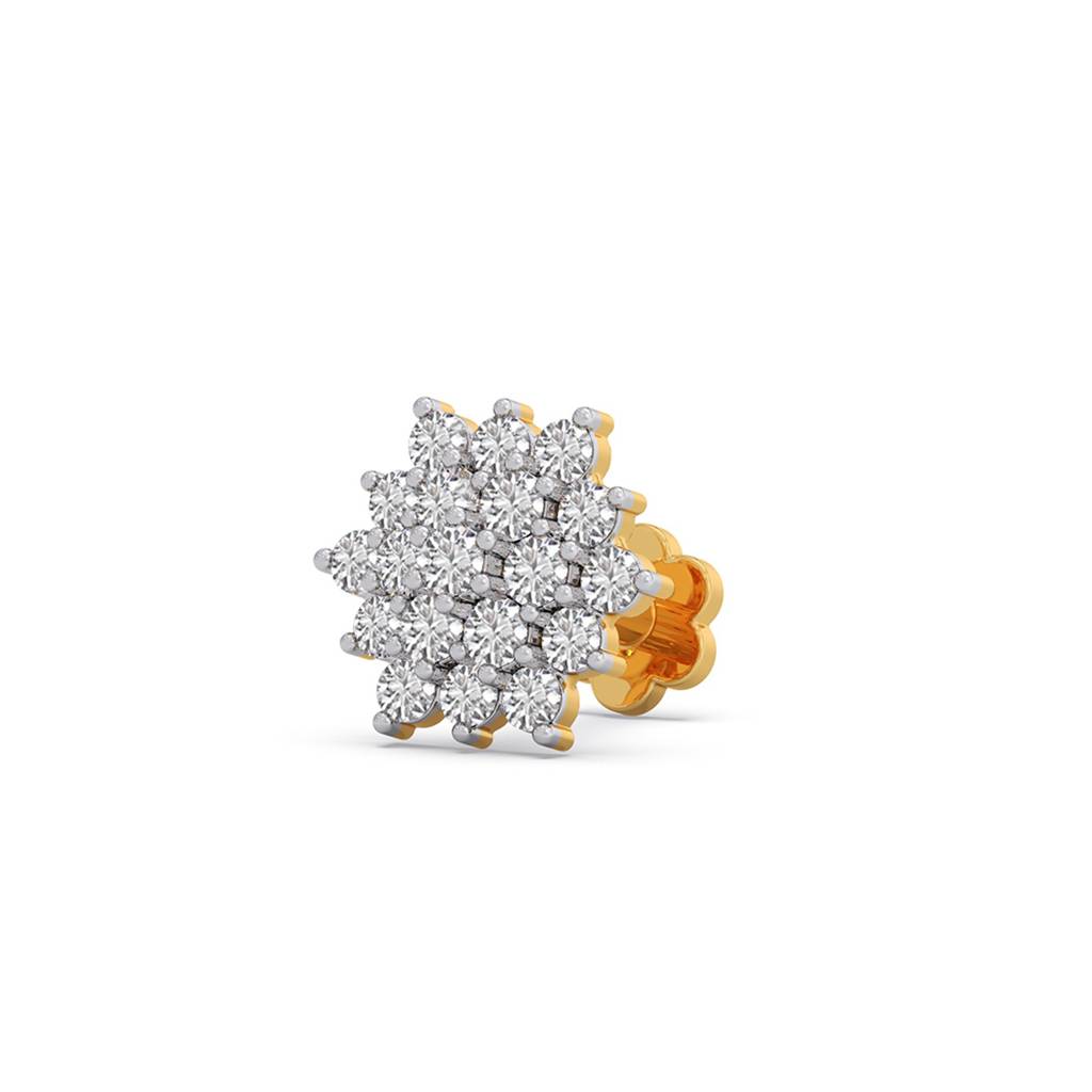 Flower Vvs-Vs Ef Lab Grown Diamond Cluster Stud Earrings | Bis Hallmark And Igi Certificate | South Screw | For Wo : LJ-E00622