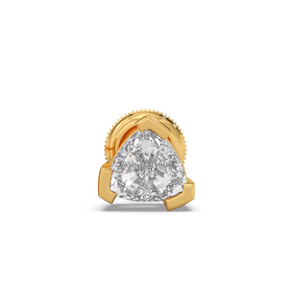 Split Trillion Cut Diamond Men'S Single Ear Stud Earring | Bombay Screw | Certified Lab Grown Diamond | Bis Hallma : LJ-ME0004