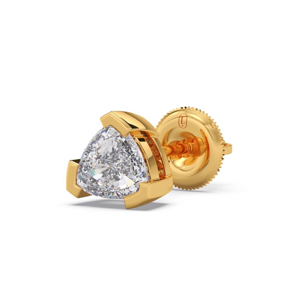 Split Trillion Cut Diamond Men'S Single Ear Stud Earring | Bombay Screw | Certified Lab Grown Diamond | Bis Hallma : LJ-ME0004