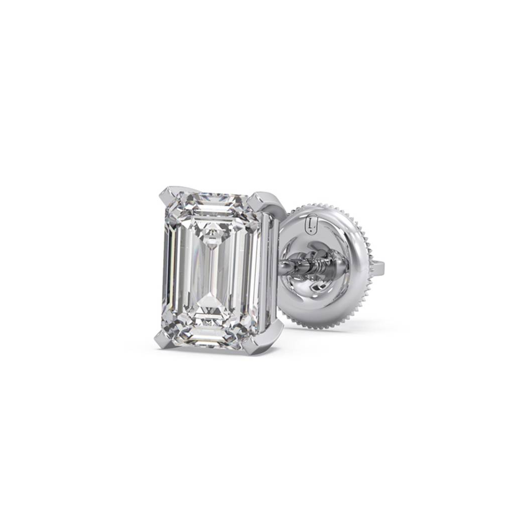 Emerald Solitaire Men'S Stud | Bis And Igi Certified Fine Jewelry | Bombay Screw | 14Kt Yellow Gold | Lab Grown Cv : LJ-ME0014