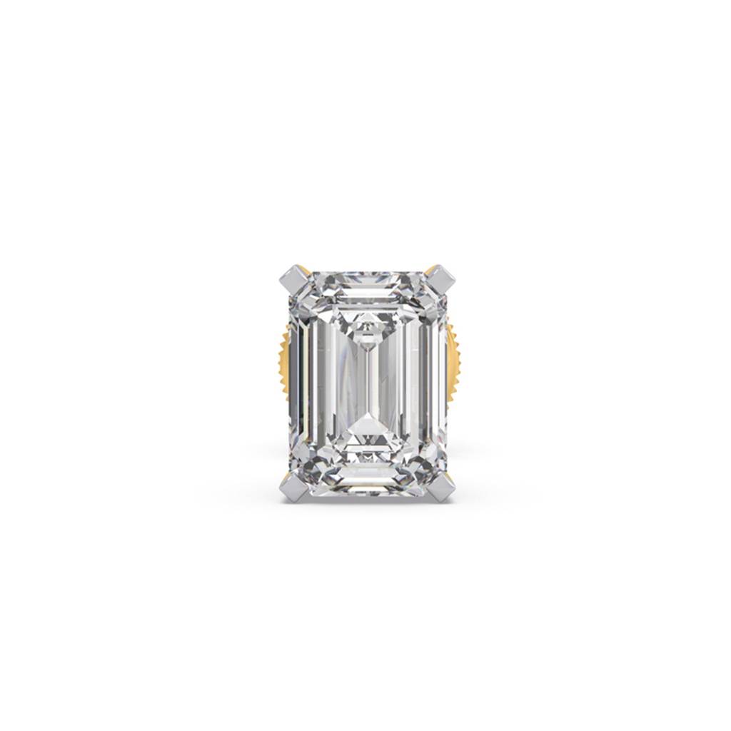 Emerald Solitaire Men'S Stud | Bis And Igi Certified Fine Jewelry | Bombay Screw | 14Kt Yellow Gold | Lab Grown Cv : LJ-ME0014