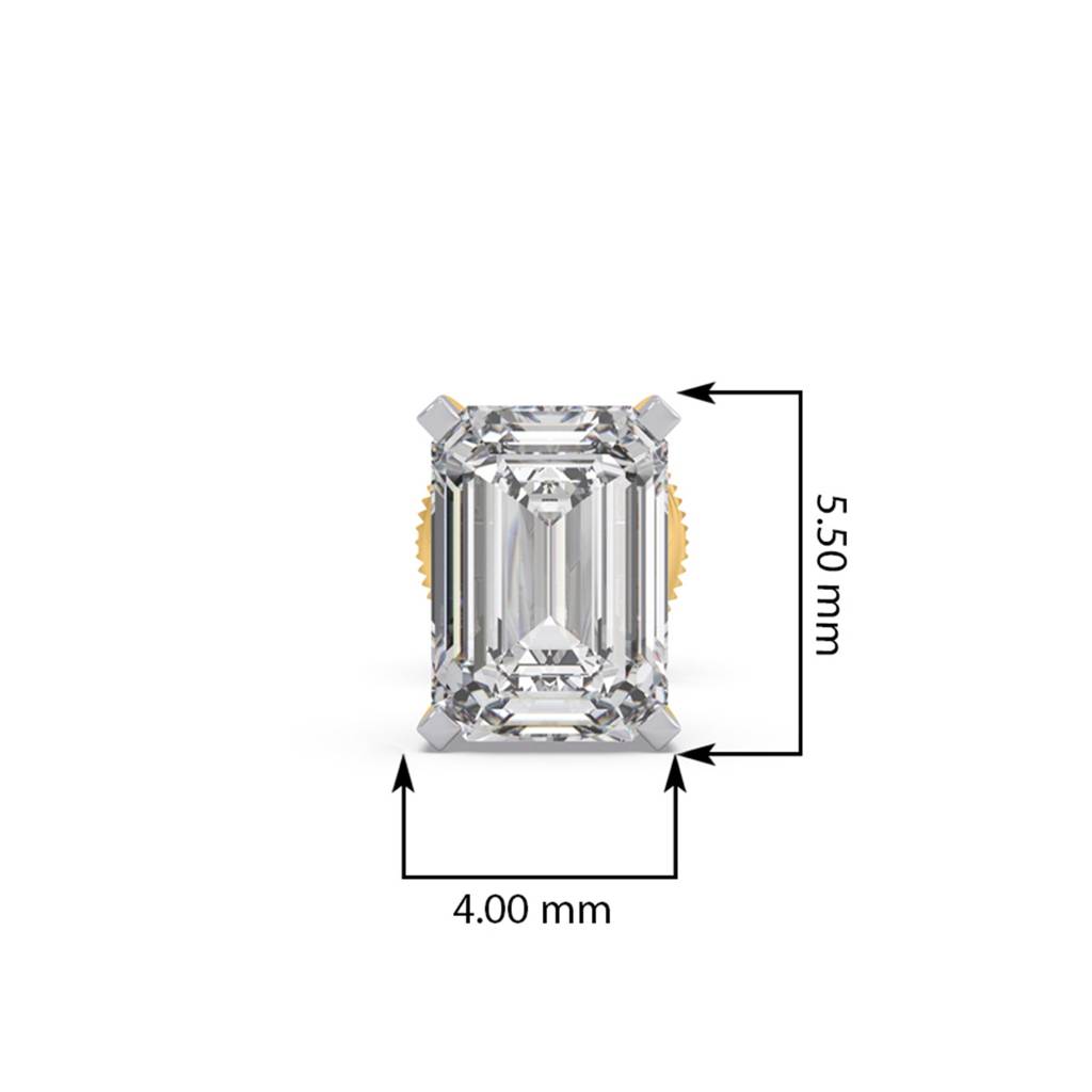 Emerald Solitaire Men'S Stud | Bis And Igi Certified Fine Jewelry | Bombay Screw | 14Kt Yellow Gold | Lab Grown Cv : LJ-ME0014