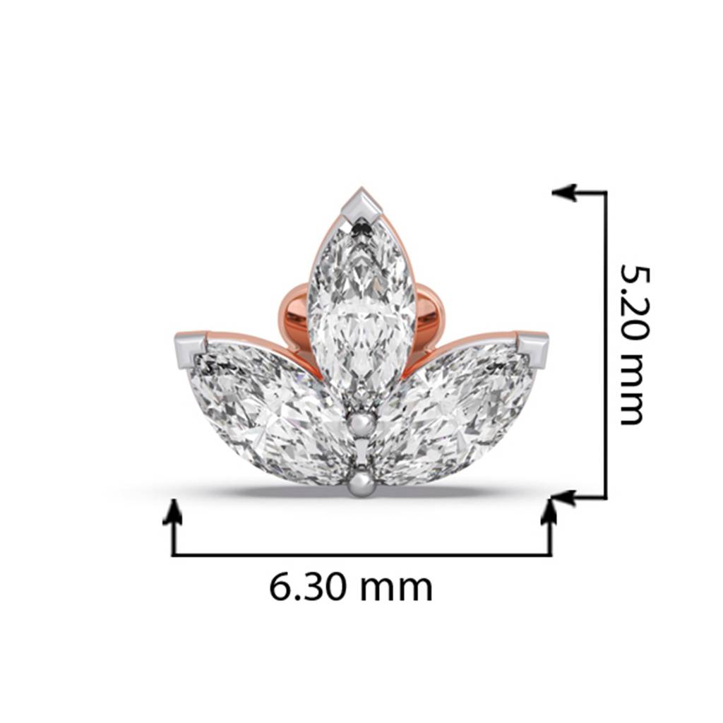 14K Marquise Cut Lgd Of 0.15 Ct | Lab Grown Diamonds |South Screw | Bis Hallmark | Igi Certificate| Daily Wear And : LJ-NP0024