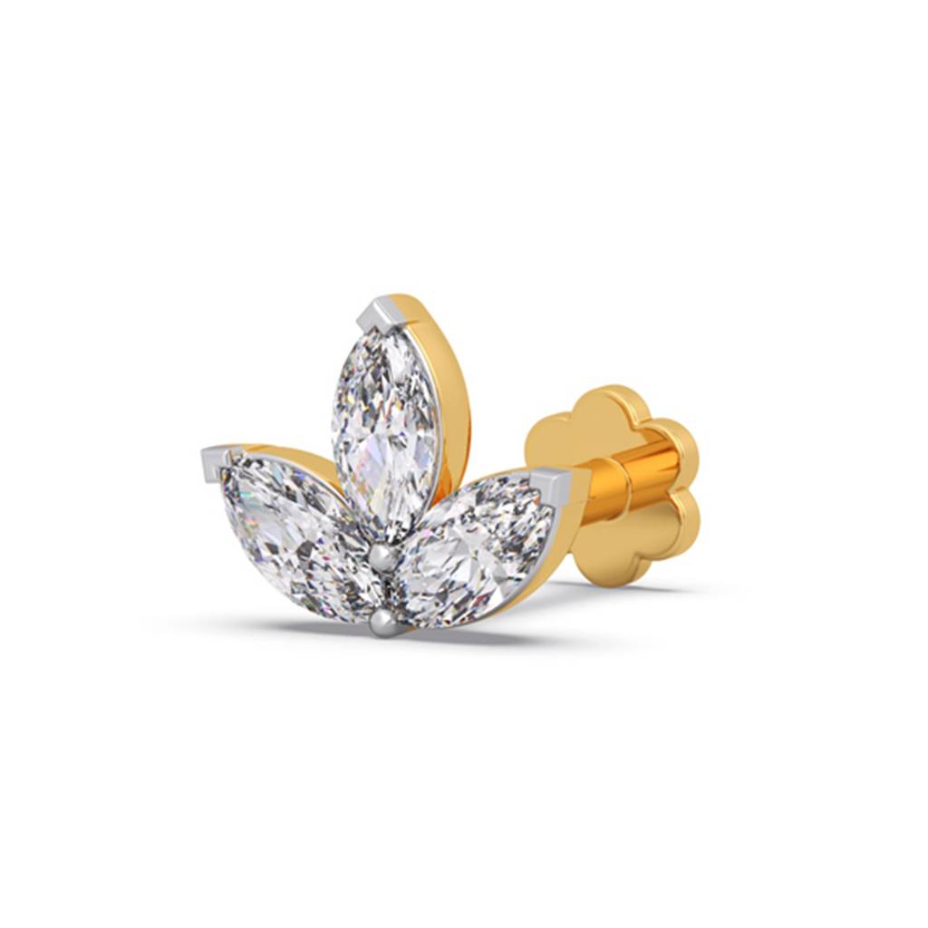 14K Marquise Cut Lgd Of 0.15 Ct | Lab Grown Diamonds |South Screw | Bis Hallmark | Igi Certificate| Daily Wear And : LJ-NP0024
