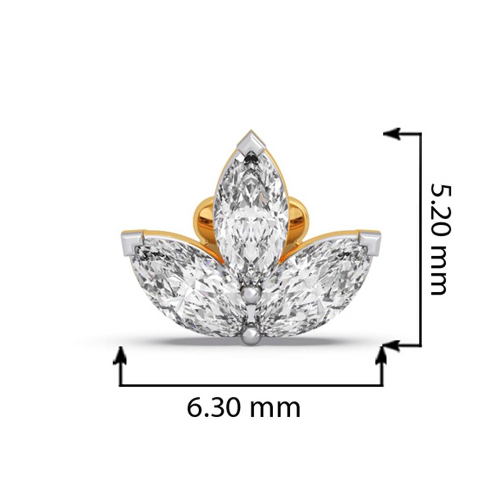 14K Marquise Cut Lgd Of 0.15 Ct | Lab Grown Diamonds |South Screw | Bis Hallmark | Igi Certificate| Daily Wear And : LJ-NP0024