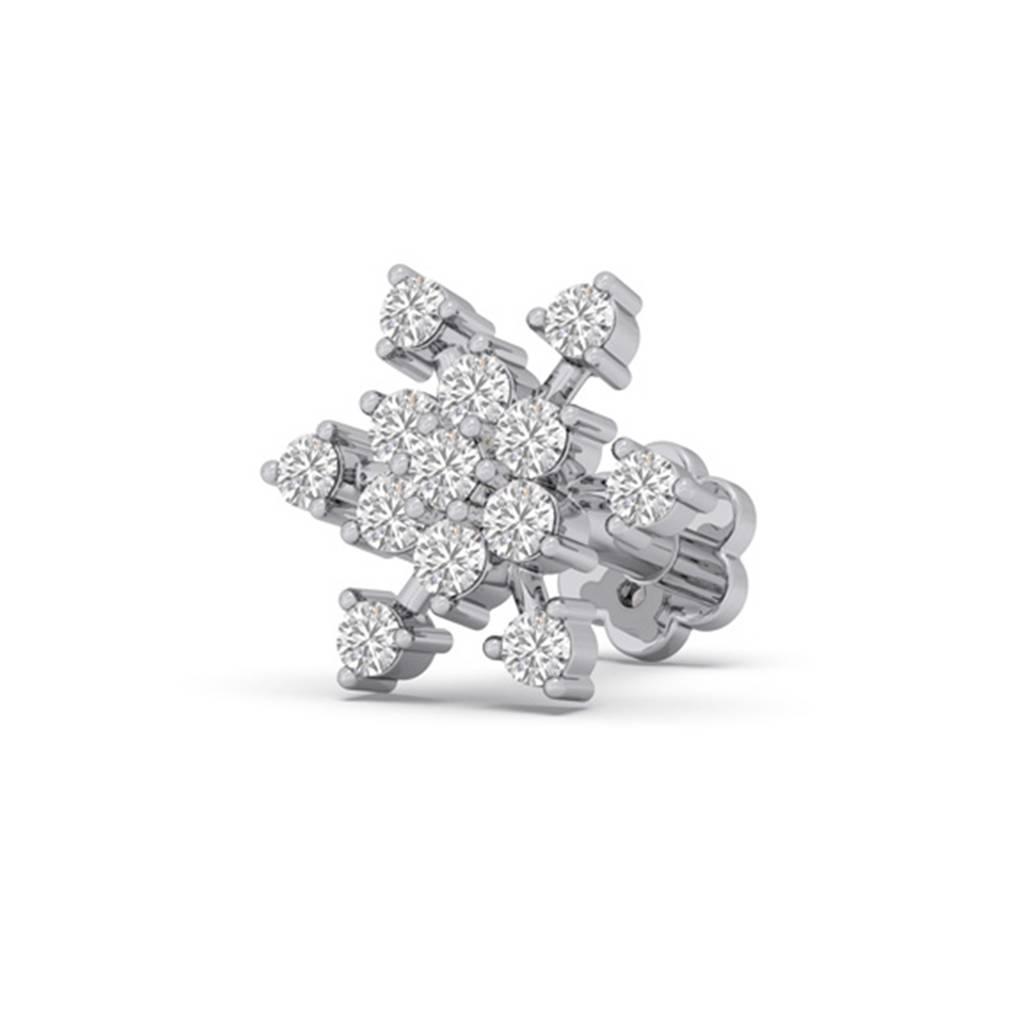 14K Diamond Nosepin For Women Small 0.068 Ct Lab Grown Diamonds With South Screw |Bis Hallmark|Igi Certificate| Pe : LJ-NP0064