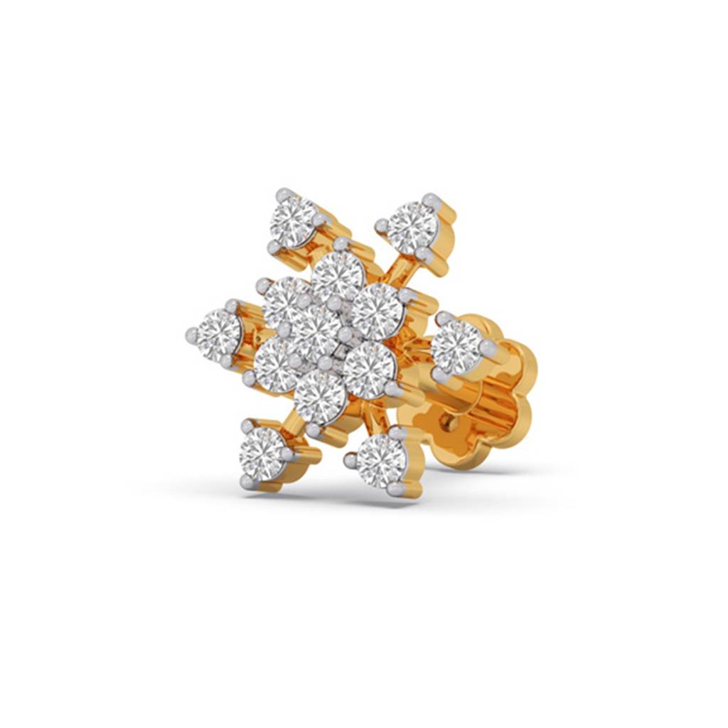 14K Diamond Nosepin For Women Small 0.068 Ct Lab Grown Diamonds With South Screw |Bis Hallmark|Igi Certificate| Pe : LJ-NP0064