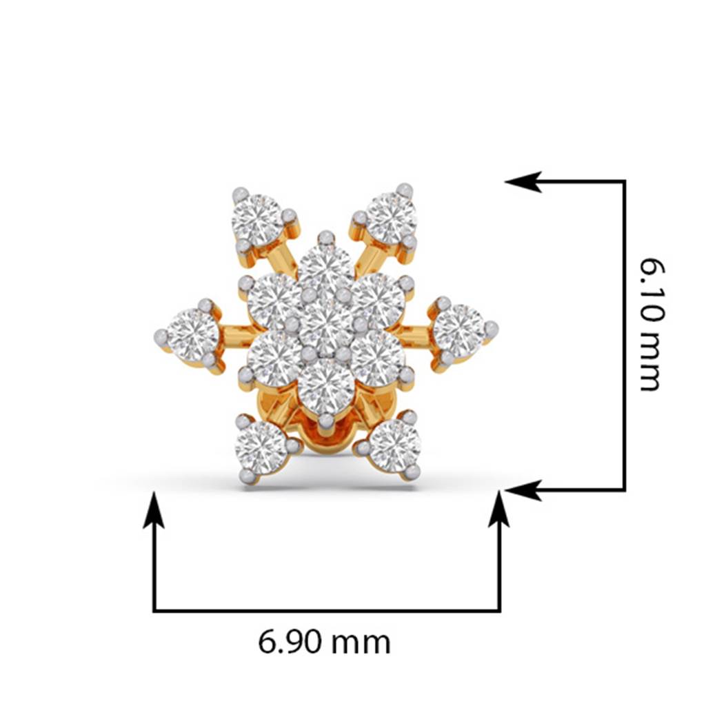 14K Diamond Nosepin For Women Small 0.068 Ct Lab Grown Diamonds With South Screw |Bis Hallmark|Igi Certificate| Pe : LJ-NP0064
