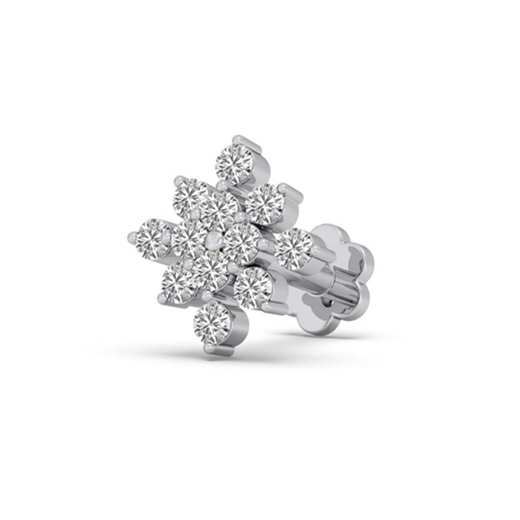 14K Gold Nosepin For Women With 0.076 Ct Lab Grown Diamonds |South Screw | Bis Hallmark | Igi Certificate| Daily W : LJ-NP0072