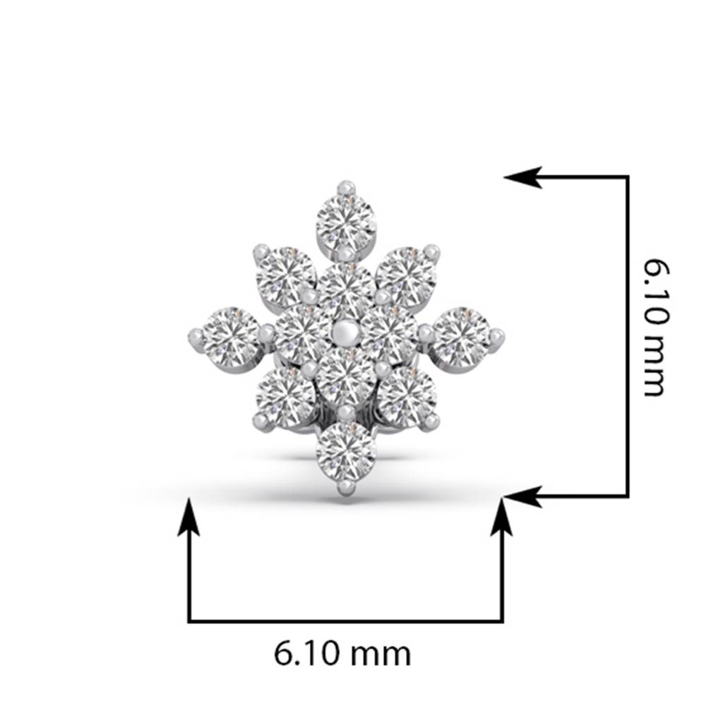 14K Gold Nosepin For Women With 0.076 Ct Lab Grown Diamonds |South Screw | Bis Hallmark | Igi Certificate| Daily W : LJ-NP0072