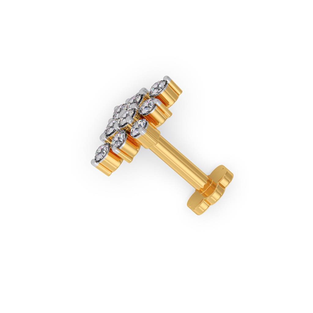14K Gold Nosepin For Women With 0.076 Ct Lab Grown Diamonds |South Screw | Bis Hallmark | Igi Certificate| Daily W : LJ-NP0072