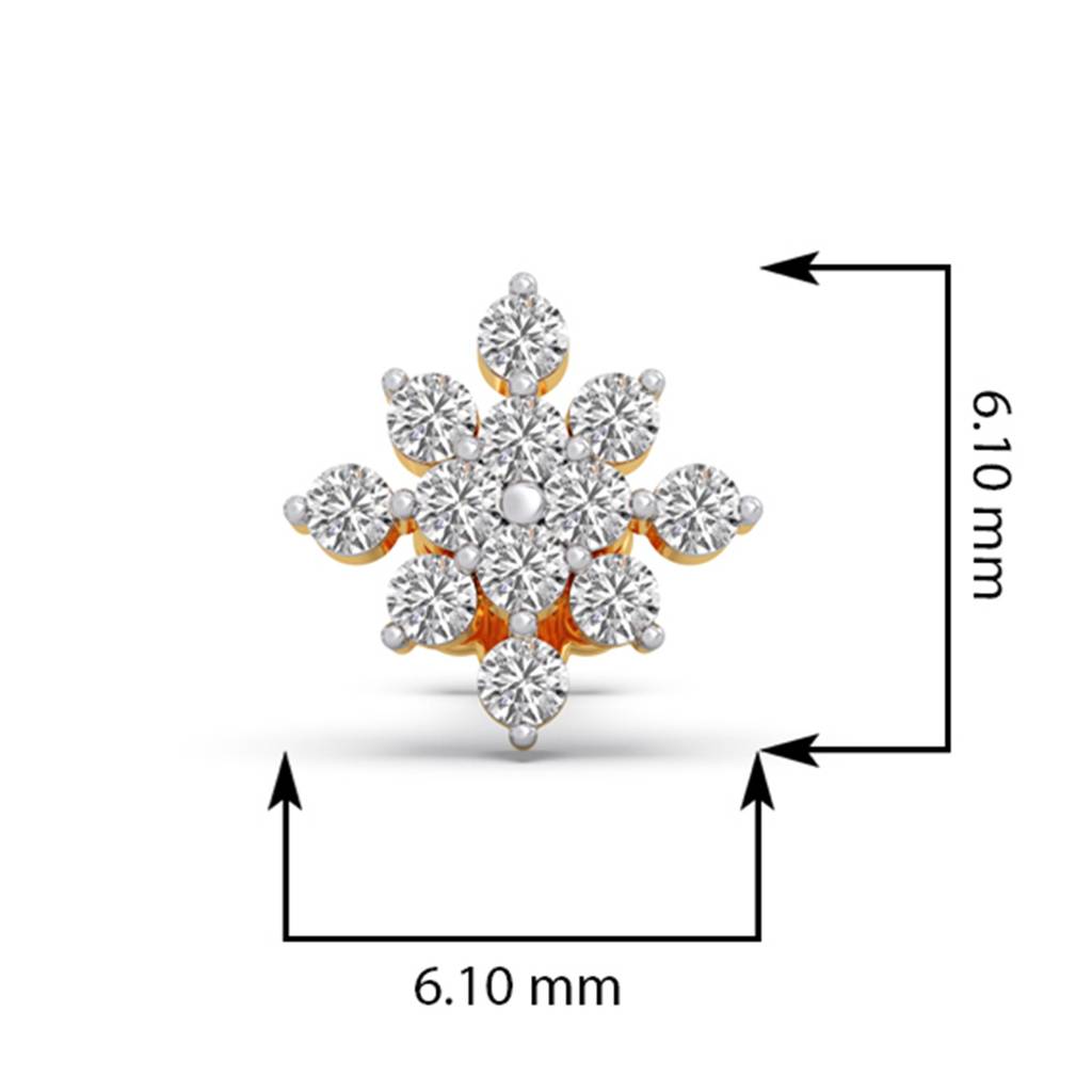 14K Gold Nosepin For Women With 0.076 Ct Lab Grown Diamonds |South Screw | Bis Hallmark | Igi Certificate| Daily W : LJ-NP0072
