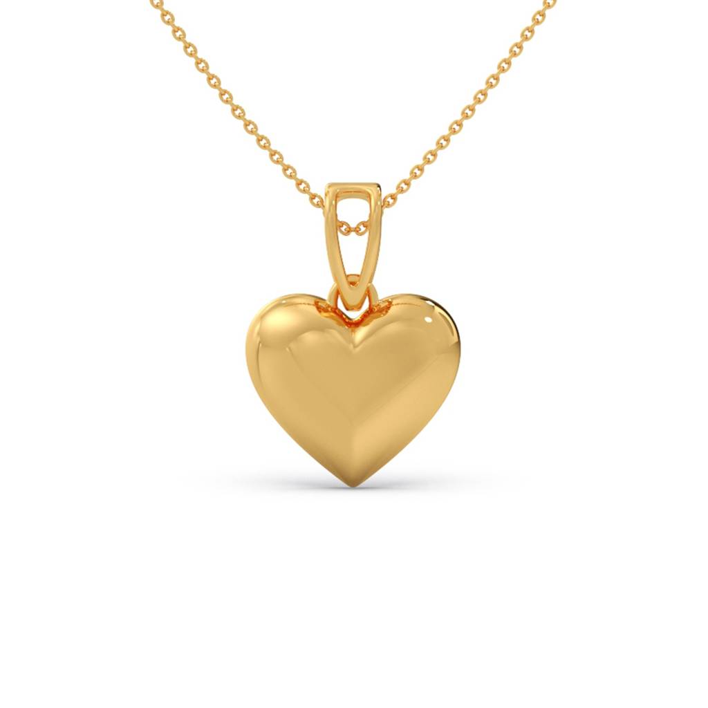 14K Yellow Gold Heart Shaped Pendant Without Chain | Bis Hallmarked | Light-Weight Gold Jewellery For Women | Symb : LJ-PGP006
