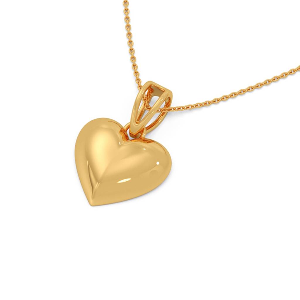 14K Yellow Gold Heart Shaped Pendant Without Chain | Bis Hallmarked | Light-Weight Gold Jewellery For Women | Symb : LJ-PGP006