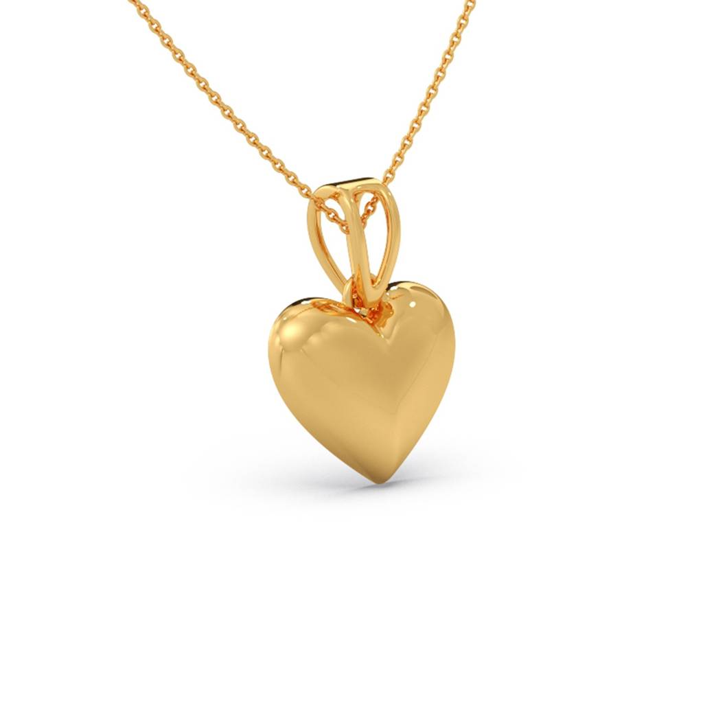 14K Yellow Gold Heart Shaped Pendant Without Chain | Bis Hallmarked | Light-Weight Gold Jewellery For Women | Symb : LJ-PGP006