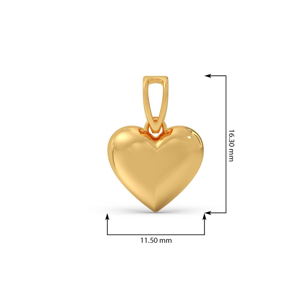 14K Yellow Gold Heart Shaped Pendant Without Chain | Bis Hallmarked | Light-Weight Gold Jewellery For Women | Symb : LJ-PGP006