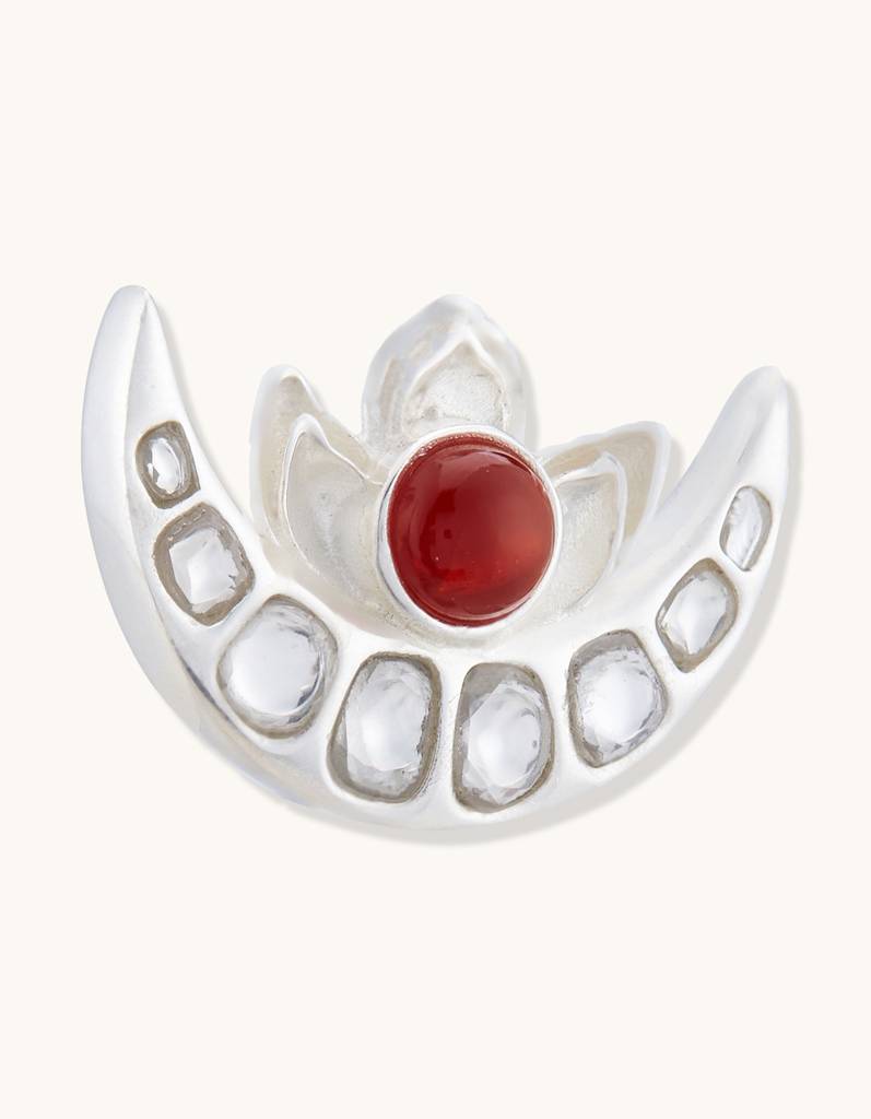 Carnelian & Kundan Half Moon Pendant : LLPE106