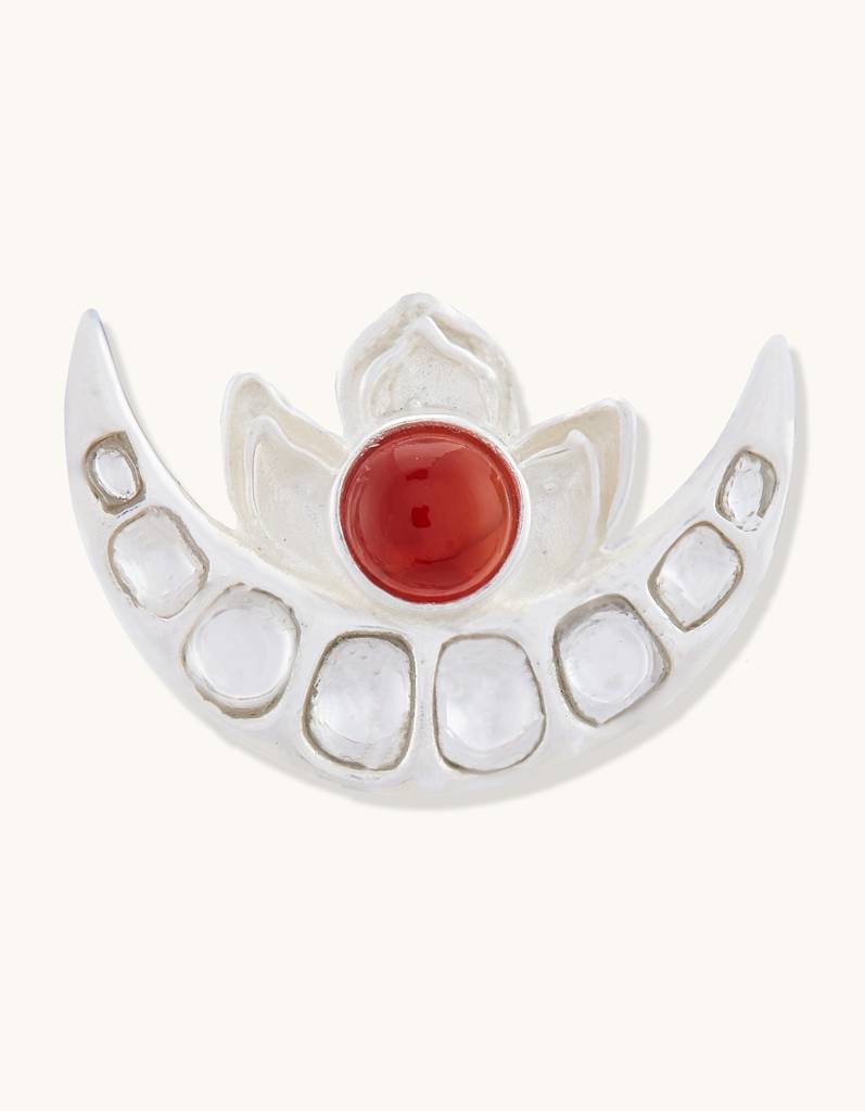 Carnelian & Kundan Half Moon Pendant : LLPE106