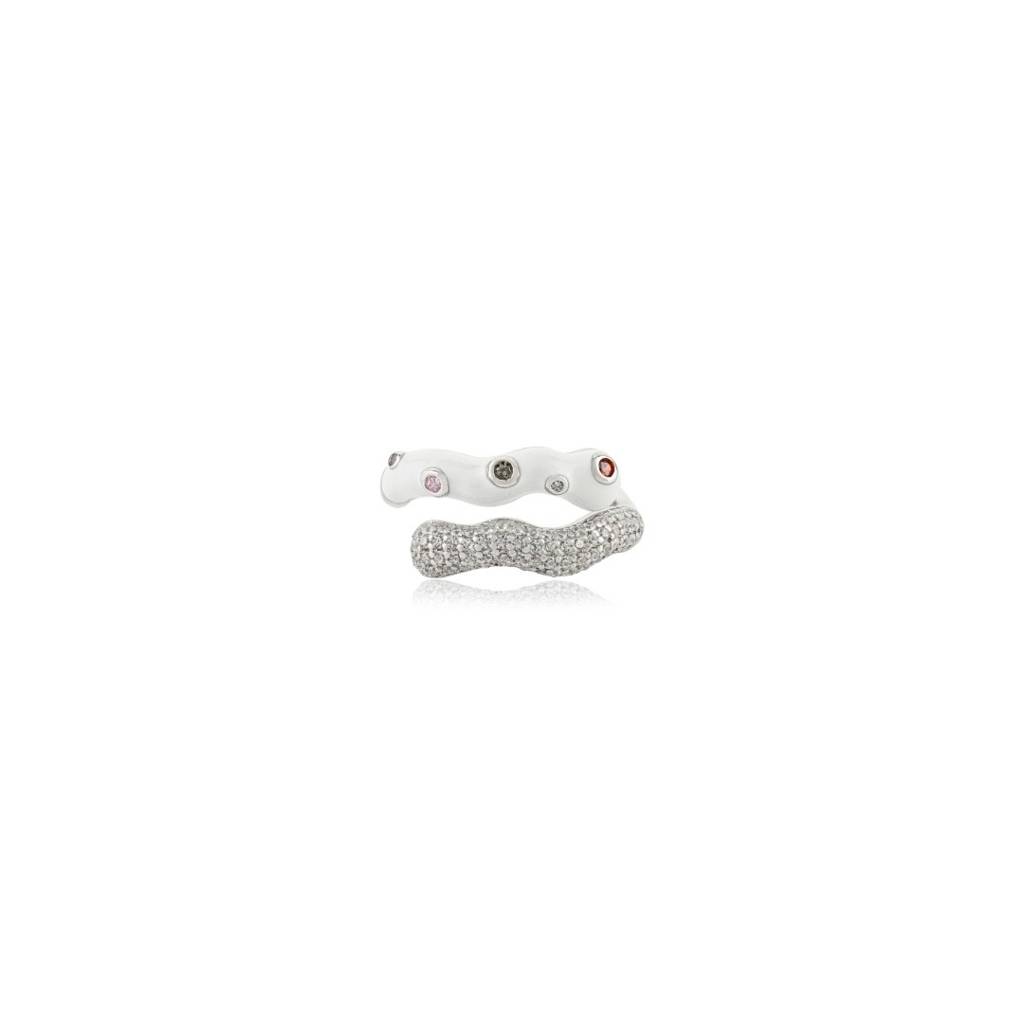 925 Silver Open Bypass Ring With Sparkling Cz Diamonds : LM158