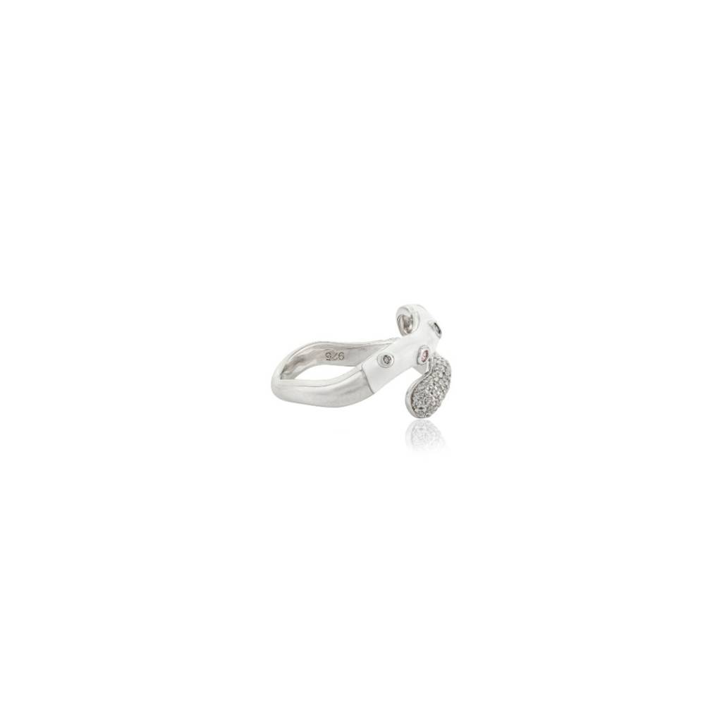 925 Silver Open Bypass Ring With Sparkling Cz Diamonds : LM158