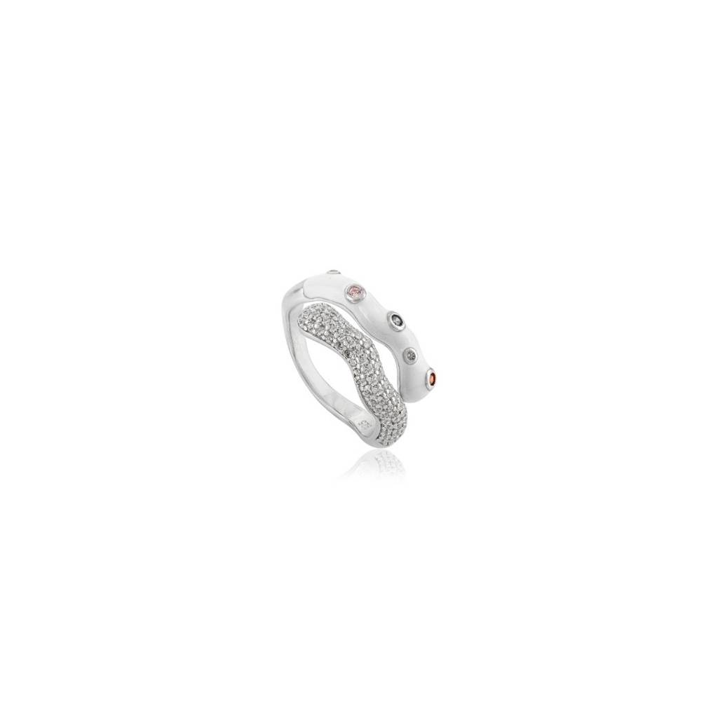 925 Silver Open Bypass Ring With Sparkling Cz Diamonds : LM158