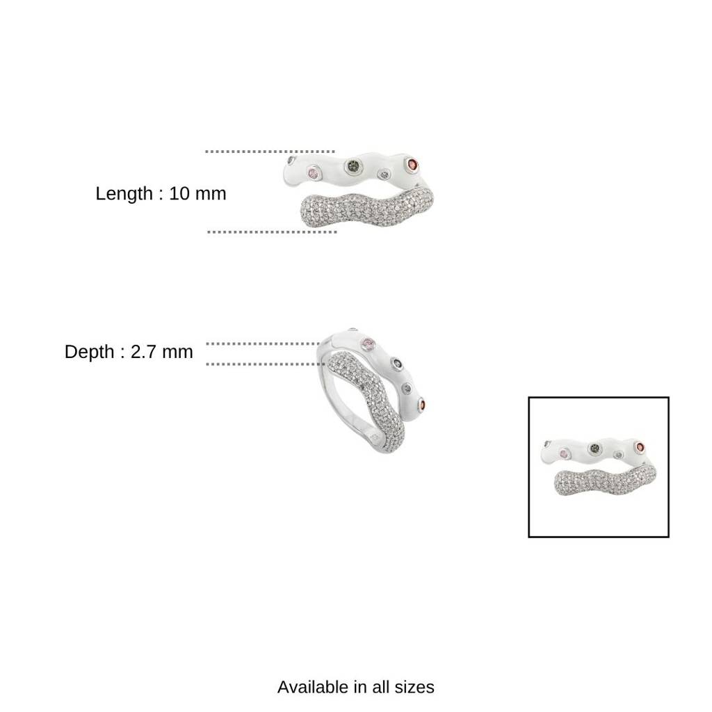 925 Silver Open Bypass Ring With Sparkling Cz Diamonds : LM158