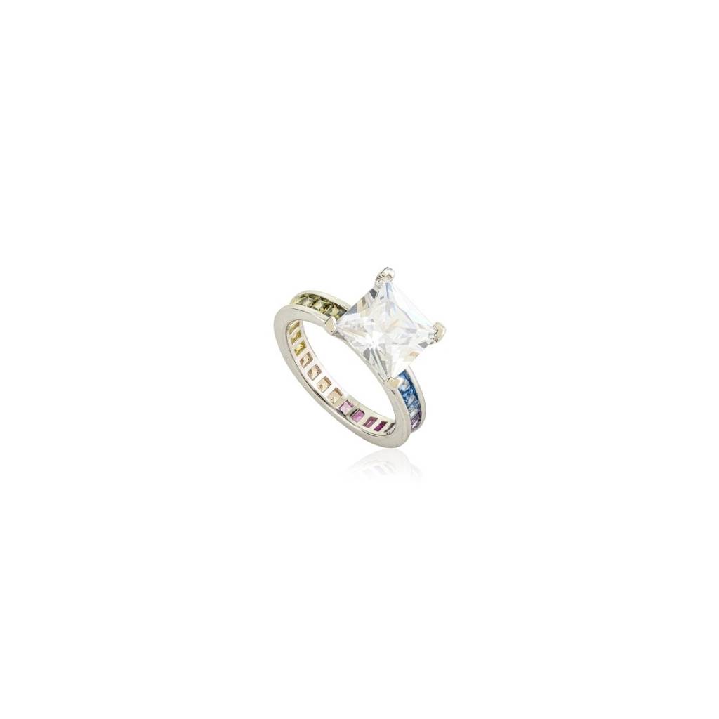 925 Silver Emerald Cut Cz Diamond Ring For Women : LM163