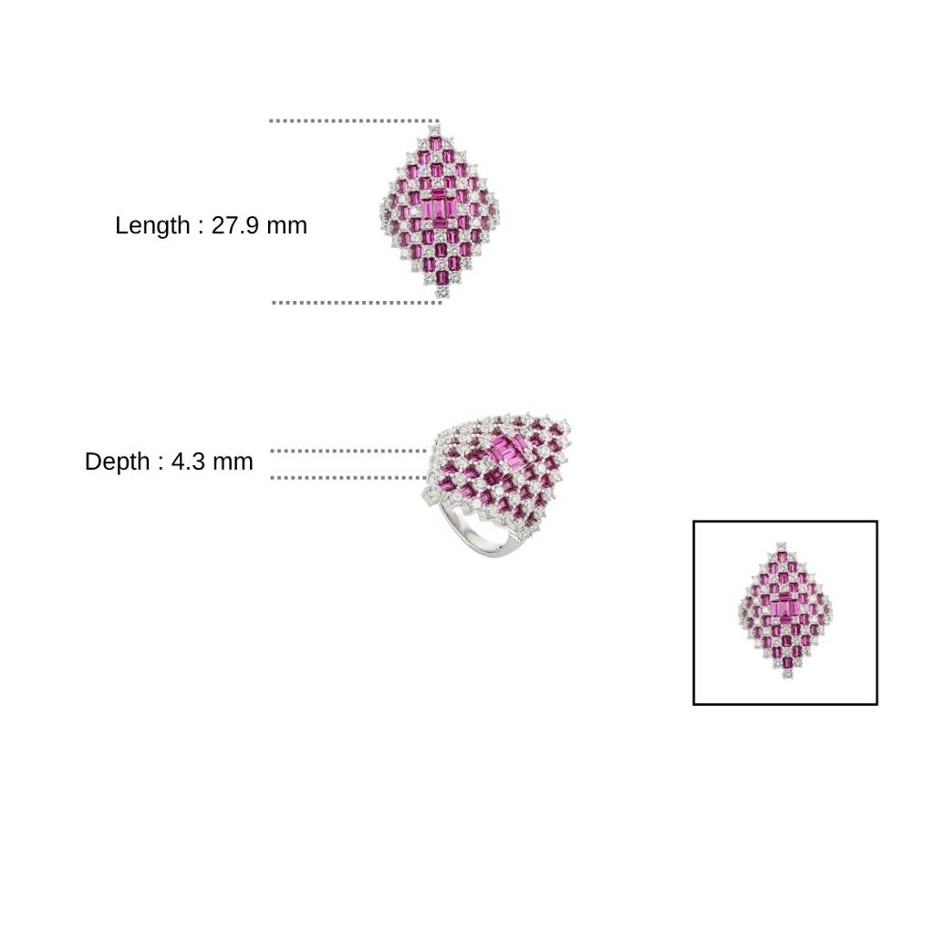 925 Silver Statement Ring With Sparkling Pink And White Cz Diamonds : LM175