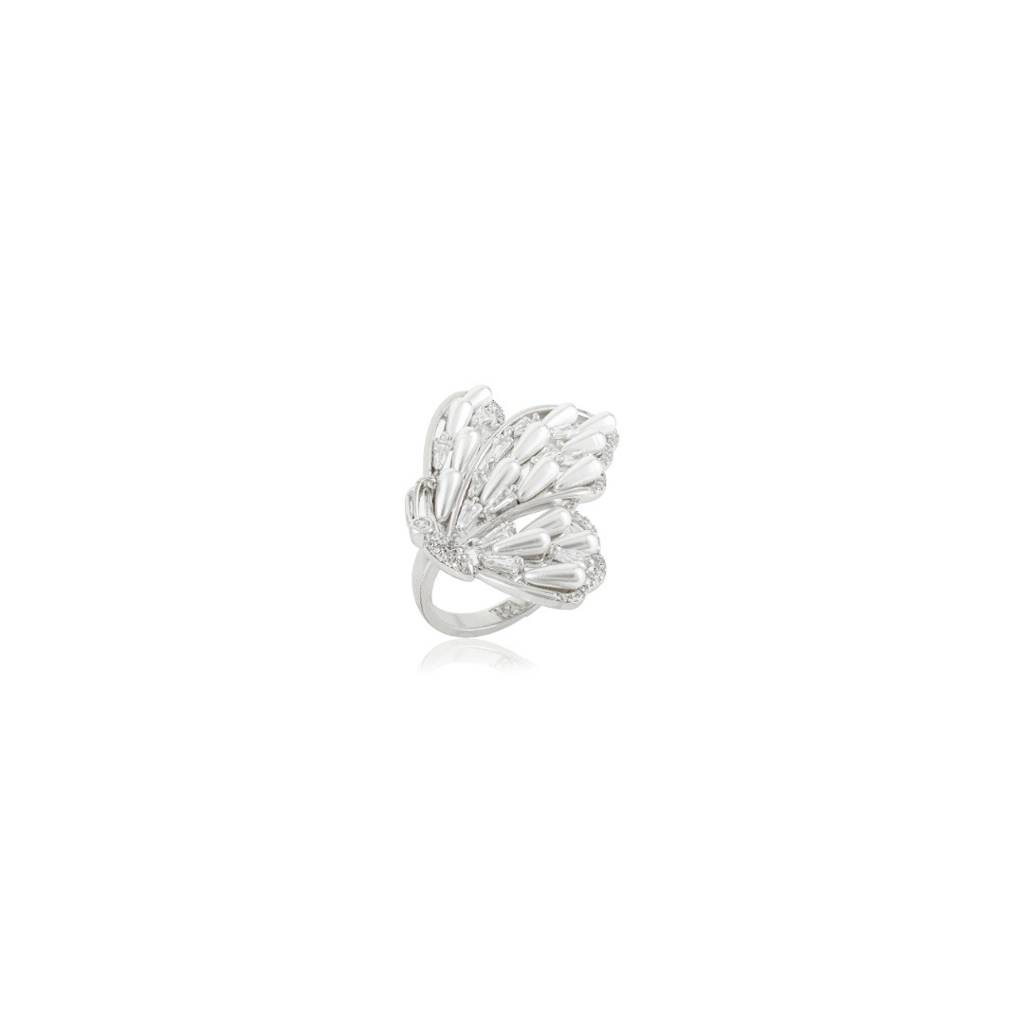 925 Silver Butterfly Cocktail Ring With Sparkling Cz Diamonds Accents : LM186