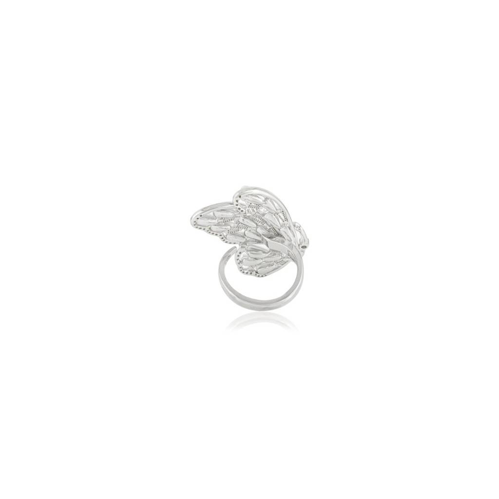 925 Silver Butterfly Cocktail Ring With Sparkling Cz Diamonds Accents : LM186