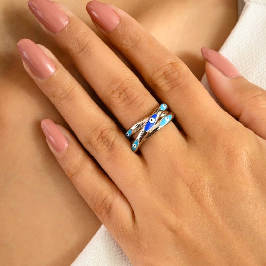 Evil Eye Spiritual Protective Silver Ring : LM26