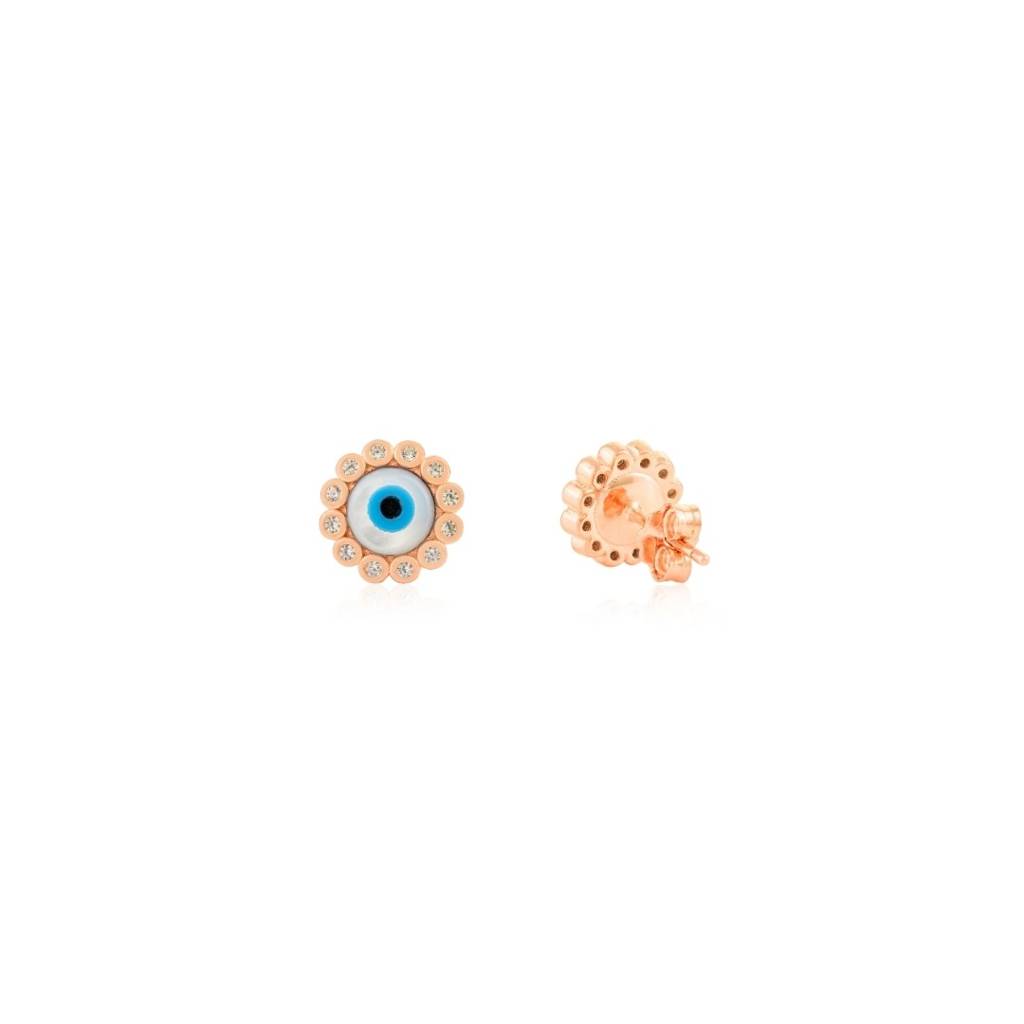 Evil Eye Stud Earrings - Spiritual Protection Silver Jewelry For Women : LM38
