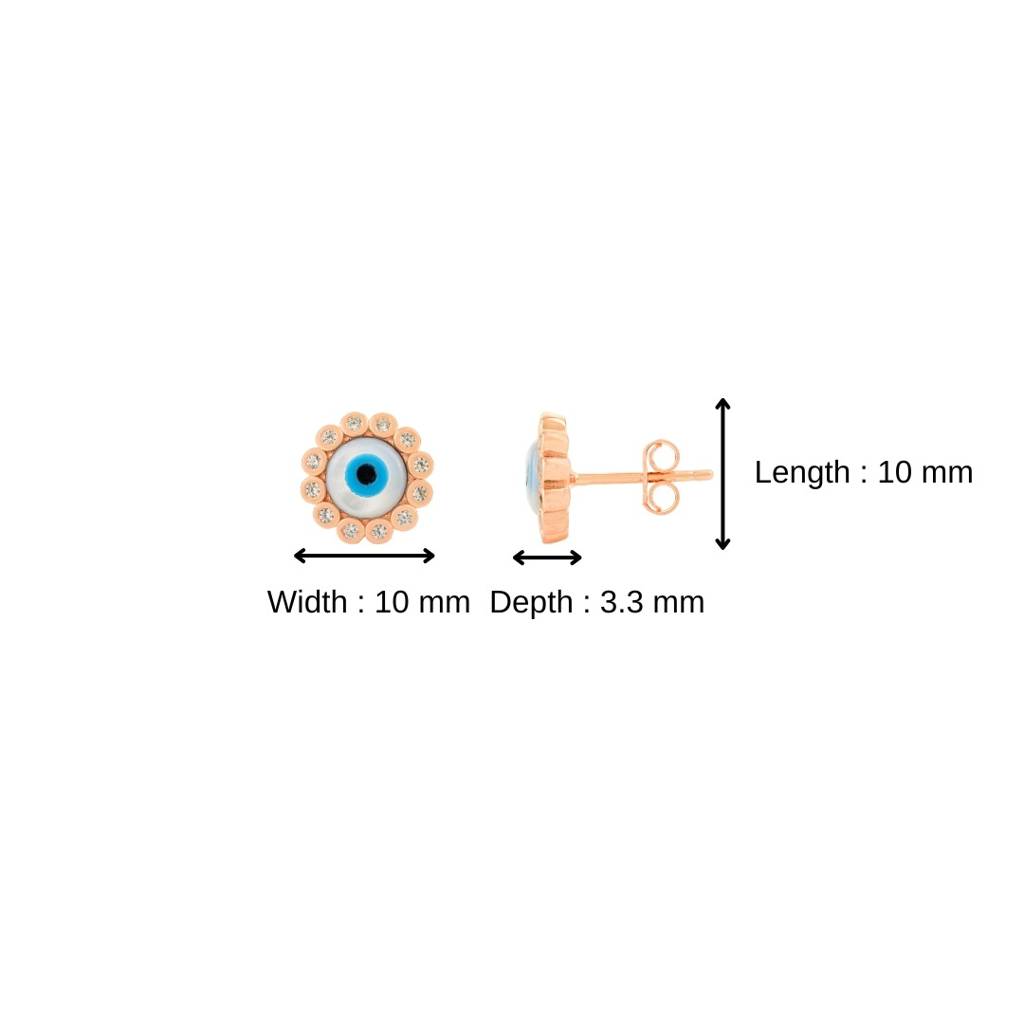 Evil Eye Stud Earrings - Spiritual Protection Silver Jewelry For Women : LM38