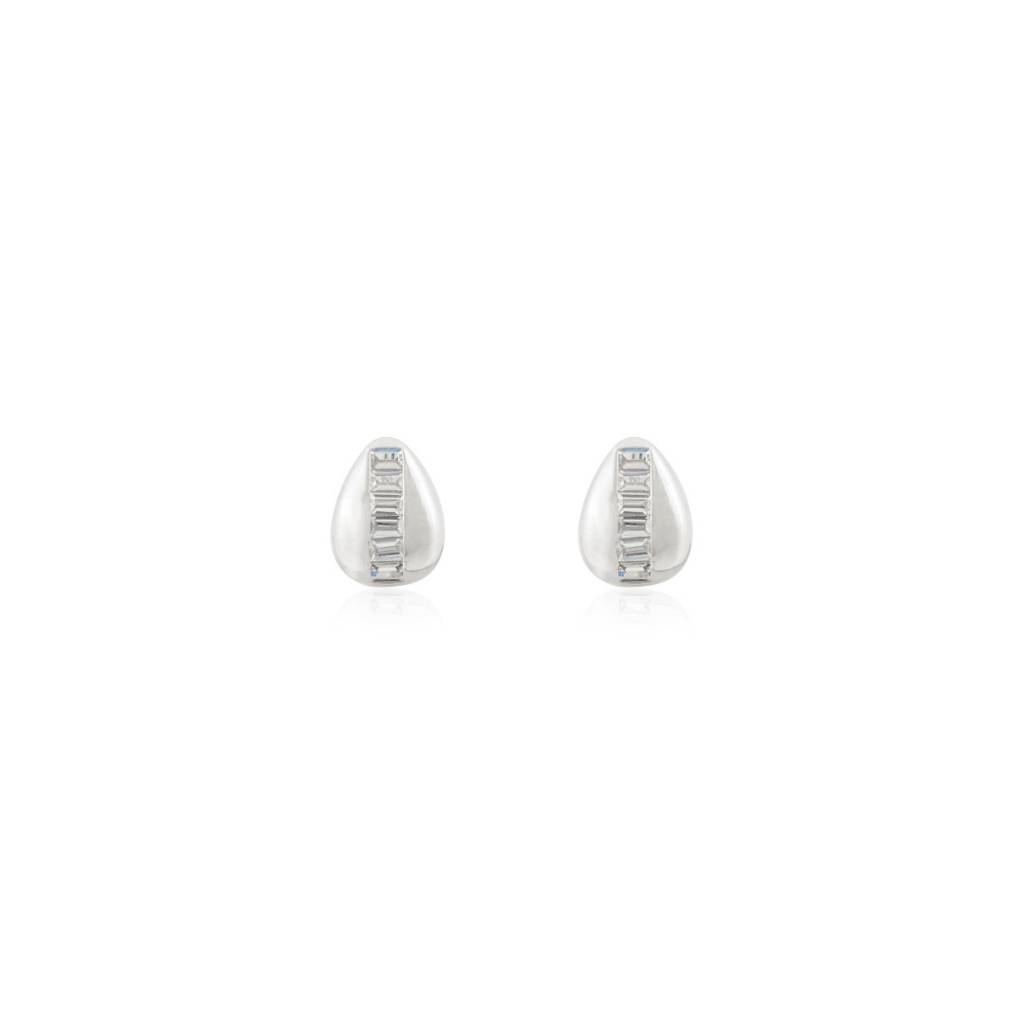 Pear Shape Dainty Stud Earrings In 925 Silver With Cz Diamonds : LM67