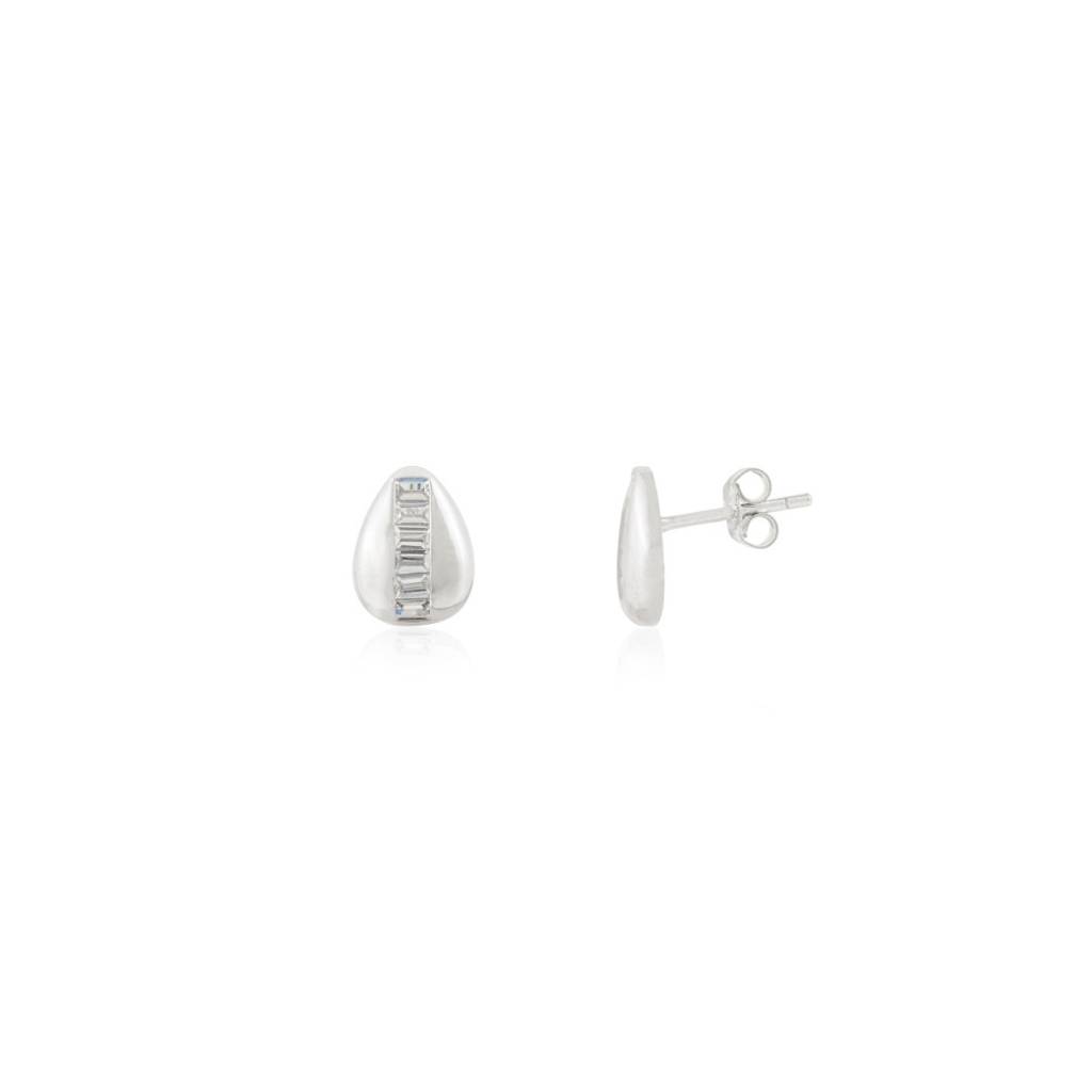Pear Shape Dainty Stud Earrings In 925 Silver With Cz Diamonds : LM67