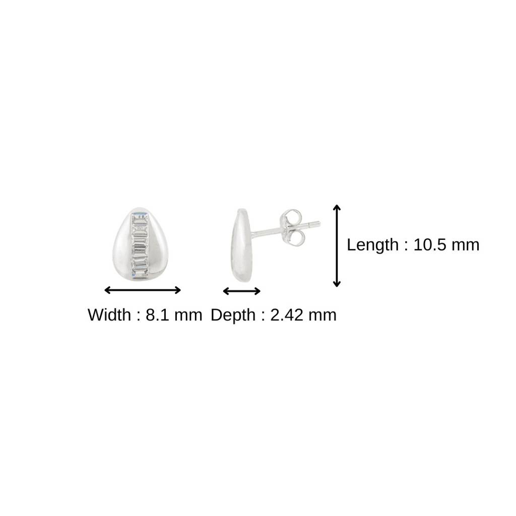 Pear Shape Dainty Stud Earrings In 925 Silver With Cz Diamonds : LM67