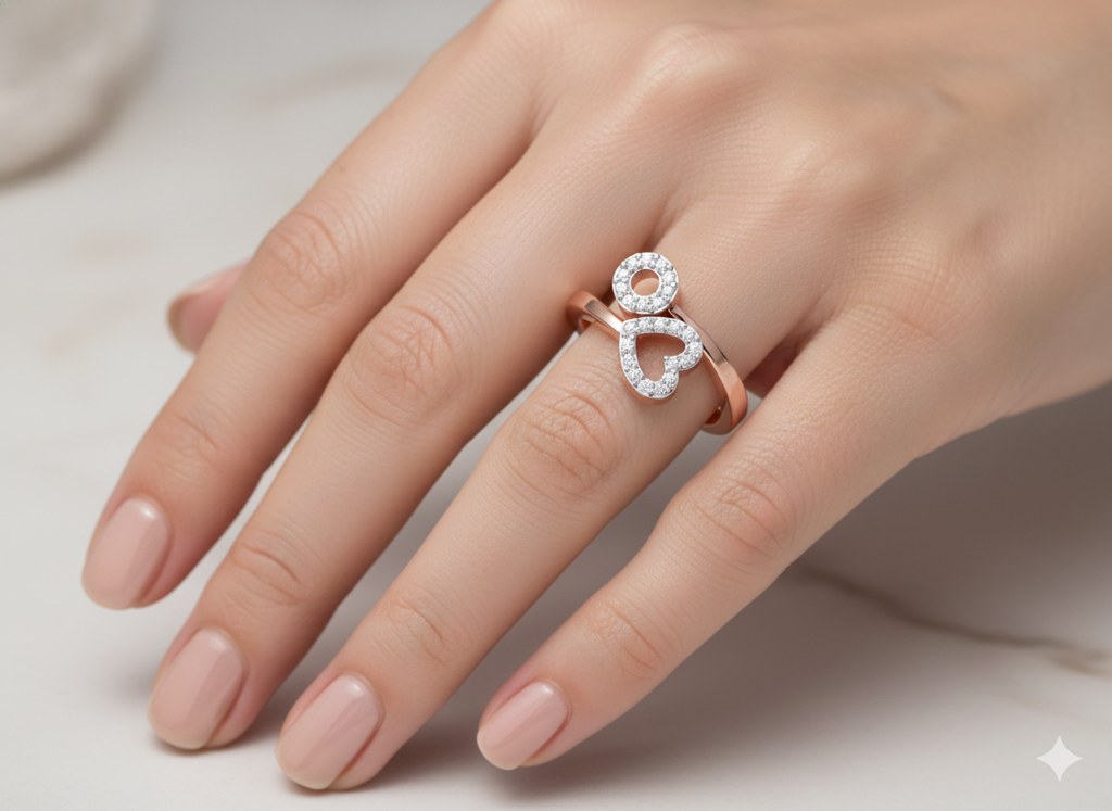 Gold Lab Grown Diamond Love Heart Ring For Women | Promise Diamond Ring : LR146PRP06