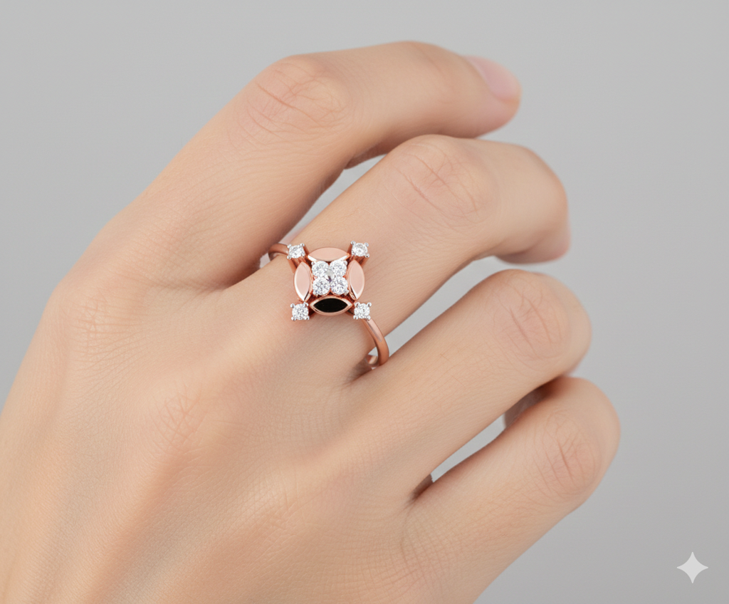 Gold Lab Grown Diamond Floral Ring For Women | Classic Diamond Ring : LR54PRP06